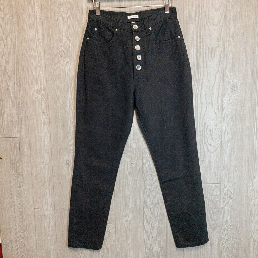 NEW We Wore What Black Jeans Women 27 Crystal Button Fly The Danielle Goth Urban
